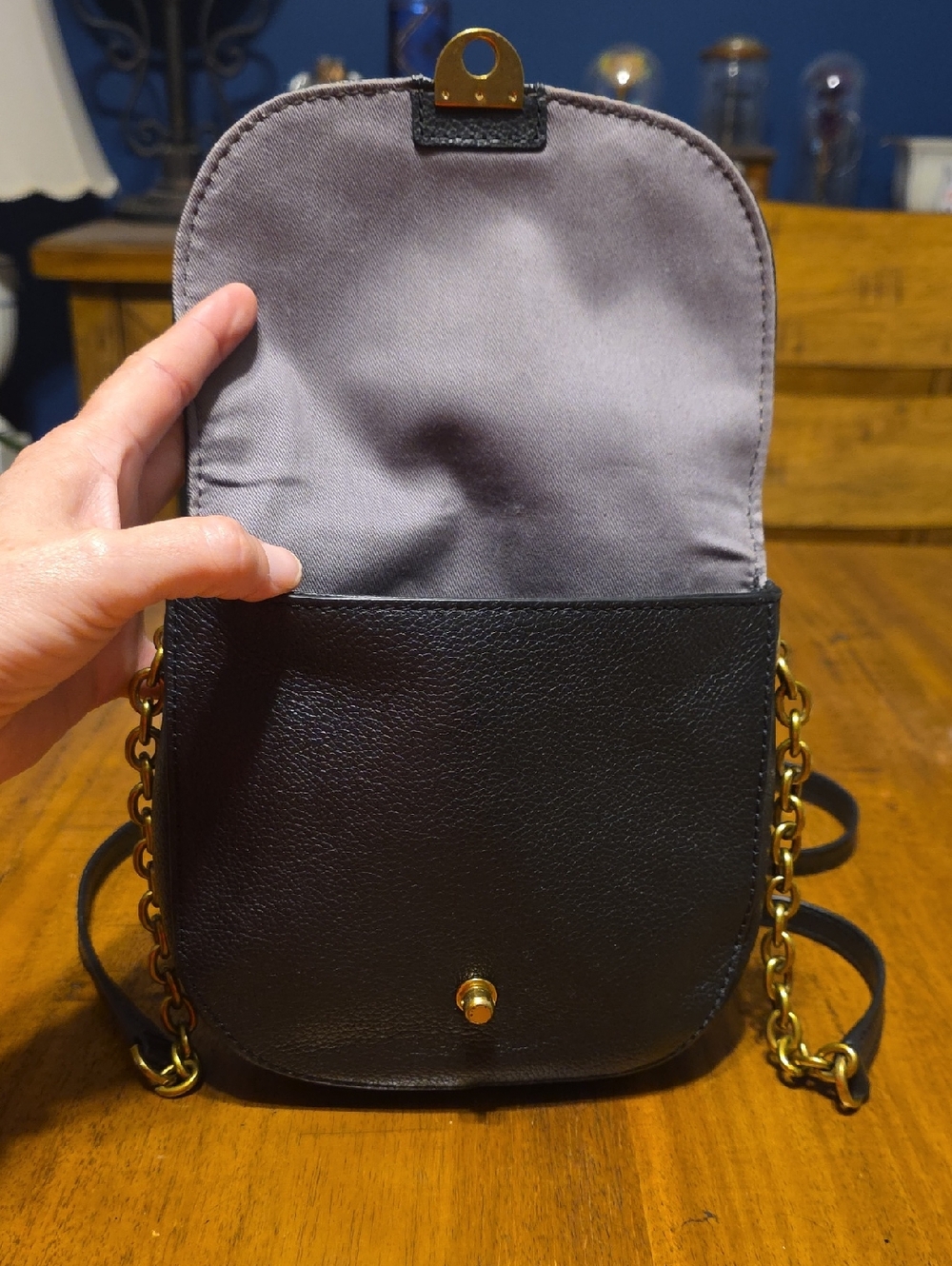 Fossil Black Glitter Flap Crossbody with Gold-Tone Hardware - Picture 12 of 16